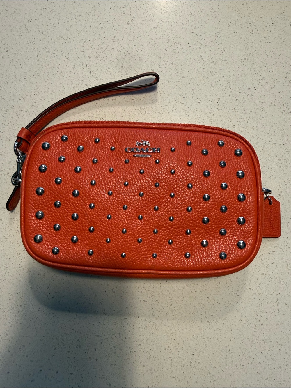 Coach Rivets Leather Wristlet Pouch